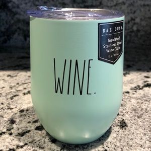 Rae Dunn WINE. Insulated Stainless Steel Wine Glass Mint Green 12 oz / 355 ml